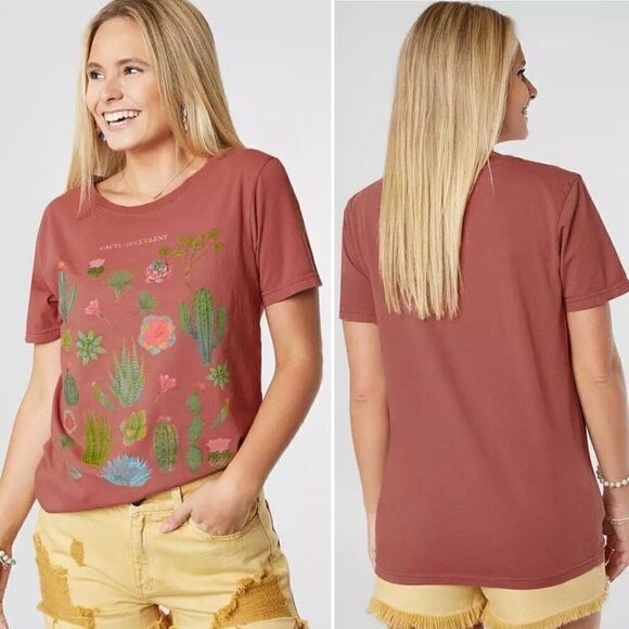 Project Karma Cacti Succulent T-Shirt Terracotta Size L - Picture 3 of 10